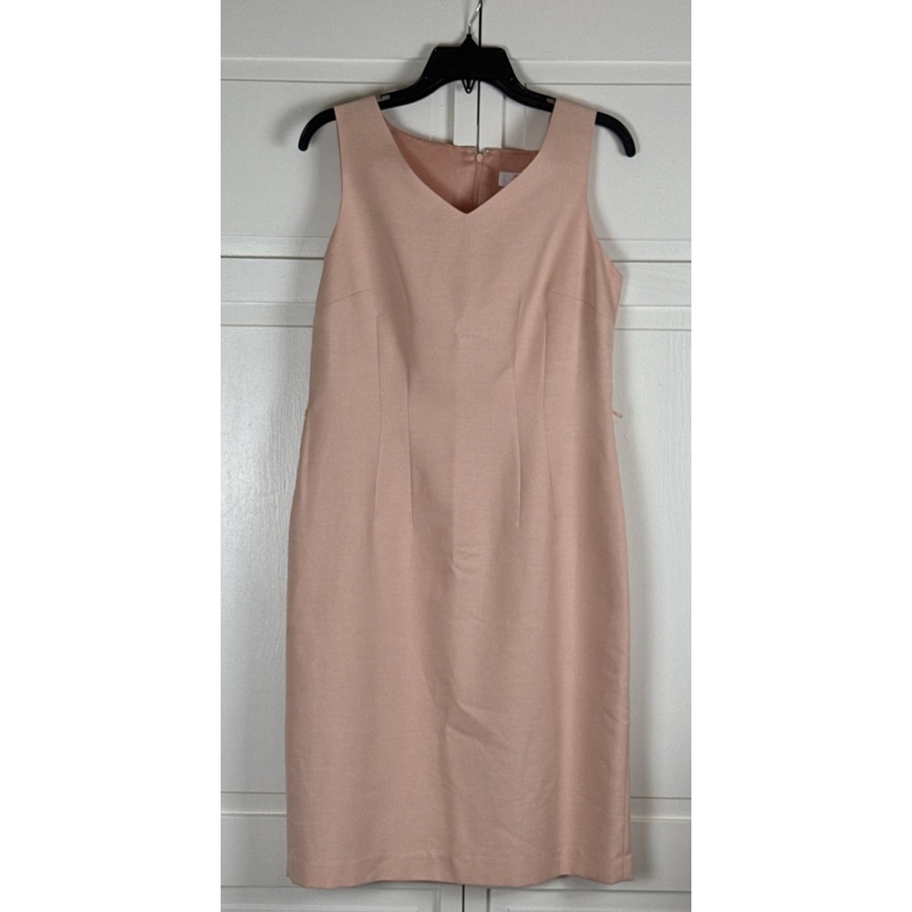 9&CO Sheath Dress Peach Pink Sleeveless V-Neck Business Office Career‎ Size 8